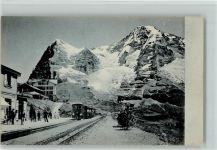 Wengernalp - Bahnstation Wengernalp Eisenbahnzug Eiger Mönch Winter
