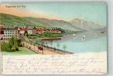 6300 Zug Zugo 1898 Lithographie Zugersee Rigi Segelboote Berggesicht