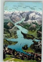 6440 Vierwaldstättersee 1908 - Landkarte Luzern