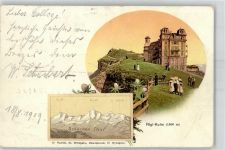 Rigi Kulm 1909 Lithographie Hotel Gasthaus Rigi-Kulm Schächen Tal