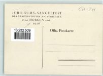 8810 Horgen 1926 Künstlerkarte Jubiläums-Sängerfest des Sängervereins am Zürichsee Mann Boot Harfe sign