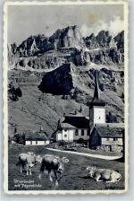 8751 Urnerboden Foto AK Jägerstöcke Kühe Kirche