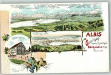 Albis 1911 Lithographie Gasthaus Zum Hirschen Ed. gugolz