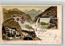 3856 Brienzwiler 1899 BOAKC Eisenbahn Gasthaus Balmnot Lithographie