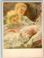 sign. Balmer Wilhelm Die drei Brüder Pro Infirmis Schweiz Künstlerkarte