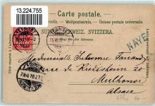 Rochers de Naye 1897 Gebrauchsspuren Panorama prise des Rochers de Naye Grand-Hotel des Rochers de Naye et le Sommet Bergbahn Lithographie