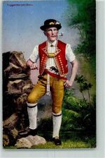 Senn mit Pfeife AK Trachten Toggenburg 1920