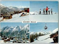 3925 Grächen - Sesselbahn Skilehrer mit Schülern