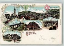 9240 Uzwil 1904 BOAKC Fabrik Bühler Bad Buchenthal Eisenbahnbrücke Lithographie