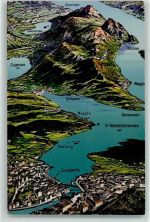 6045 Meggen - Vogelschau Vierwaldstätter See Zuger See Rigi