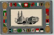 8000 Zürich Prägedruck Wappen Denkmäler Artist Atelier Guggenheim 7425 AK