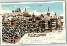 6313 Menzingen 1902 Winterlithographie Töchter-Institut u. Lehrerinnen-Seminar m. Glimmerauflage