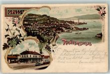 8805 Richterswil 1899 Gebrauchsspuren Lithographie Bahnhof Dampflok Eisenbahn