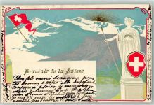 1901 Prägedruck Helvetia Wappen Flagge Patriotik Schweiz