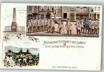 1000 Lausanne Losanna Lithographie Historische Postkarte Schweiz Arestation de Davel 1723 Denkmal