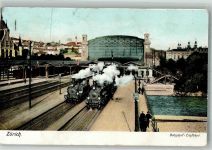 Zürich Eisenbahn Bahnhof Einfahrt Bahnhof Schweiz 1906 Foto AK