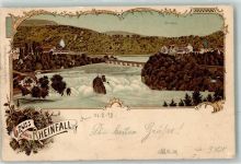 8212 Neuhausen am Rheinfall 1898 Lithographie Eisenbahn