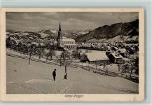 6314 Unterägeri 1915 Gebrauchsspuren Winter - vue generale mit Kirche