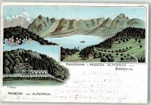 3624 Goldiwil Thun Gebrauchsspuren Pension zur Alpemruh Lithographie