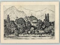 7015 Tamins Künstlerkarte Schloss Reichenau Sign. Strauss