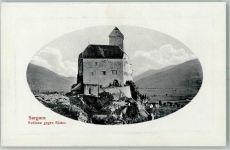 7320 Sargans Prägedruck Schloss Passepartout AK