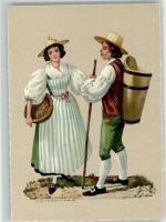 Künstlerkarte sign. Hans Schaer Tracht 18. Jhdt.