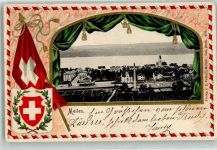 8706 Meilen 1903 Prägedruck Passepartout Fahne Wappen Lithographie