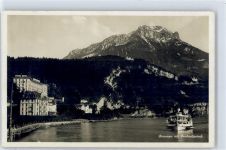 6433 Stoos SZ - Brunnen mit Frohnalpsstock, Litho Grand Hotel AKU1
