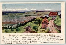 2533 Leubringen Evilard 1898 Künstlerkarte Biel Bahnlinie sign. E. Pagnard