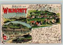 9104 Waldstatt 1899 BOAKC Lithographie Hotel Kurhaus Hirschen Kutsche Eisenbahn