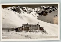 Parsenn Foto AK Winter Skihütte Foto Gaberell Hüttenstempel