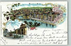 8000 Zürich 1899 Lithographie Escherdenkmal mit Bahnhof
