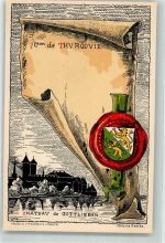 8274 Gottlieben Künstlerkarte sign Hantz Helene Schloss Urkunde Siegel Wappen