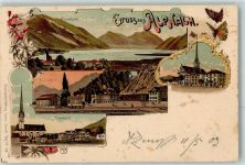 6055 Alpnach Dorf 1903 Lithographie Alpnachstad Alpnachsee Kirche Schmetterlinge Verlag Künzli Nr 698