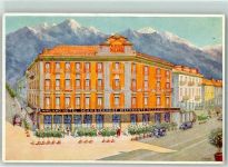 3907 Simplon Dorf Künstlerkarte Milano Hotel Schweizerhof Domodossoia sign