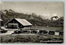 Grimsel 1948 Foto AK Gasthaus Grimselpasshöhe Auto