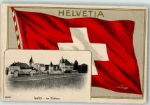 1095 Lutry 1911 Prägedruck Le Chateau Schloss Fahne Lithographie