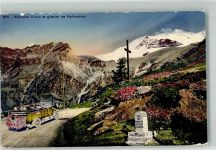 Simplon Berg Foto AK Omnibus Denkmal Gedenkstein