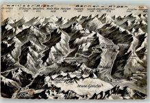 6487 Göschenen - Rhonegletscher Walliser und Berner Alpen Vogelschau Feldpost Stabs-Kp. Bat. 79