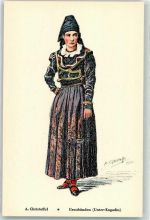 Künstlerkarte sign. A. Christoffel Frau in Festkleid Schw. Trachten-und Volksliedervereinigung