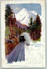Wengernalp 1901 Lithographie Wengernalpbahn Silberhorn sign Baumartner