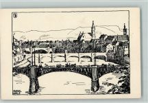 Basel Bâle Federzeichnung sign Ernst Buchner , gute Erhaltung Pro Juventute Schweiz Künstlerkarte