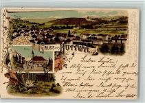 4950 Huttwil 1897 BOAKC Bahnhof Eisenbahn Lithographie