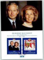 Silberne Hochzeit Fürstenpaar Hans Adam Marie Sonderblock LIBA 92 Ausgabe 1.Juni 1992 Adel Liechtenstein