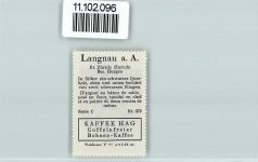 8135 Langnau am Albis - Vignette Wappen Kaffee Hag ca 1920-1940