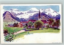 3703 Aeschi b. Spiez 1900 Künstlerkarte signiert - Teilansicht - Verlag Kaiser