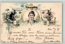 4600 Olten Künstlerkarte Kühe sign. F. Reil`s Ort handschriftlich