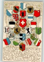1901 Prägedruck Schweizer und kantonale Wappen