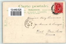 1890 St-Maurice 1903 Prägedruck Pont Brücke Wappen Blumen Sterne Rot Blau