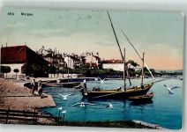 1110 Morges Foto AK Hafen Fischerboot